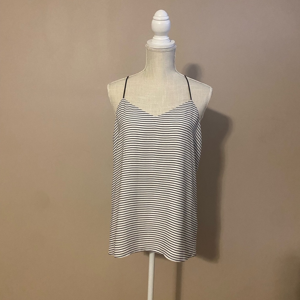 Express Adina striped camisole top featuring lace detailing